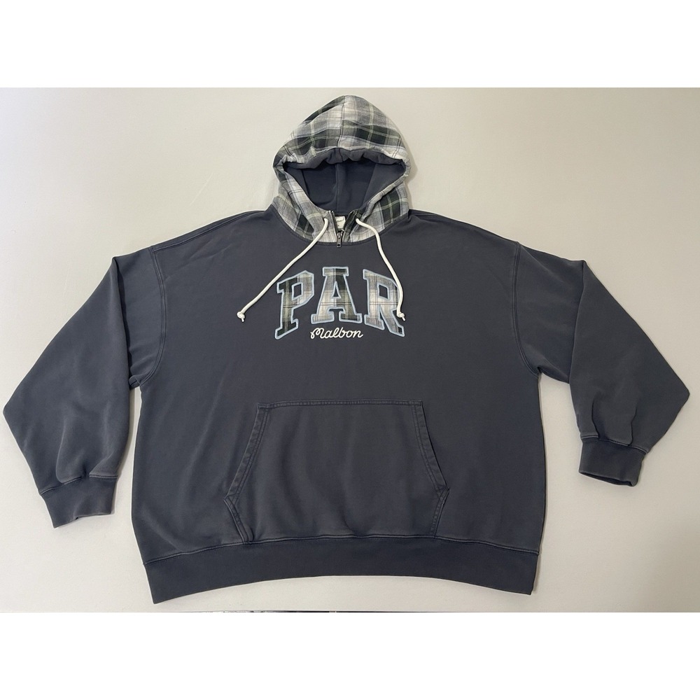 GAP X Malbon Zip Up Hoodie Blue Plaid Lined Hood Men XL Golf Par - Picture 1 of 7